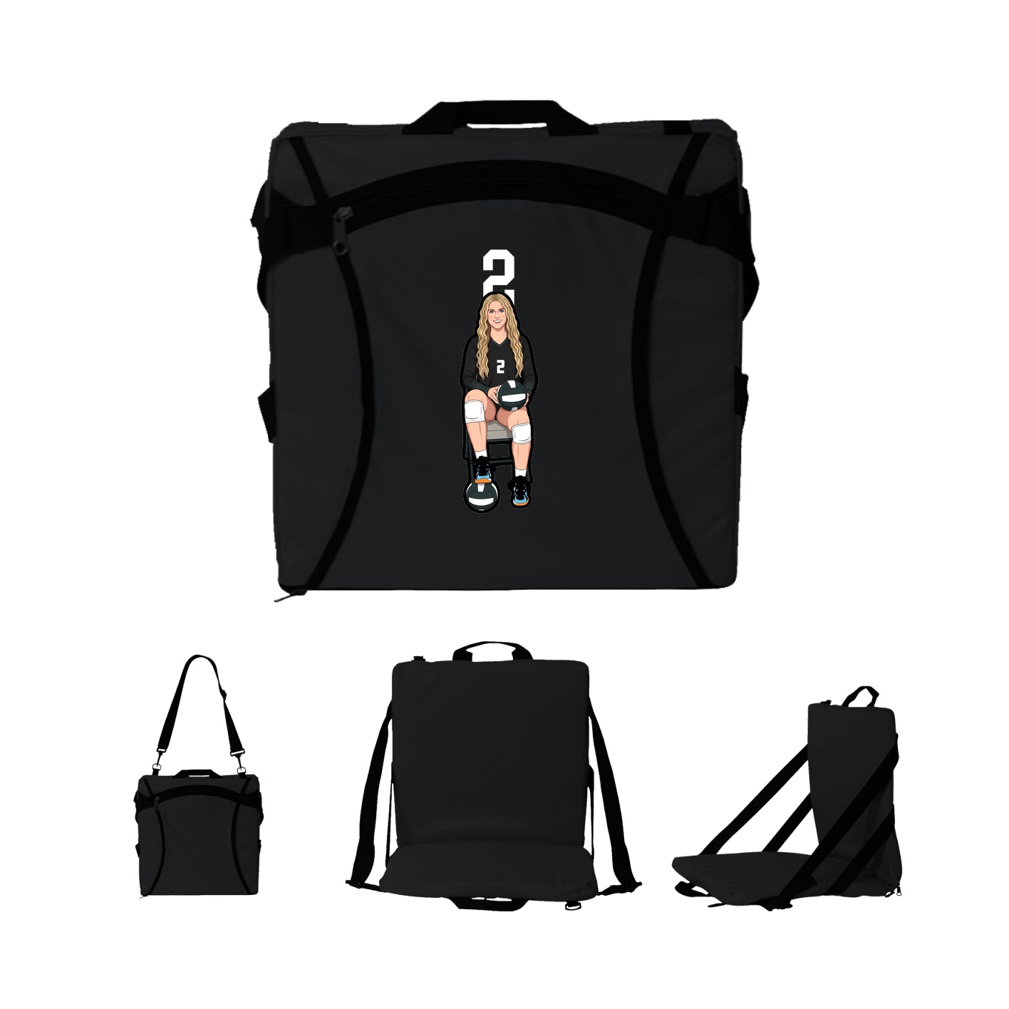 Folding Stadium Seat — Number Top in Black