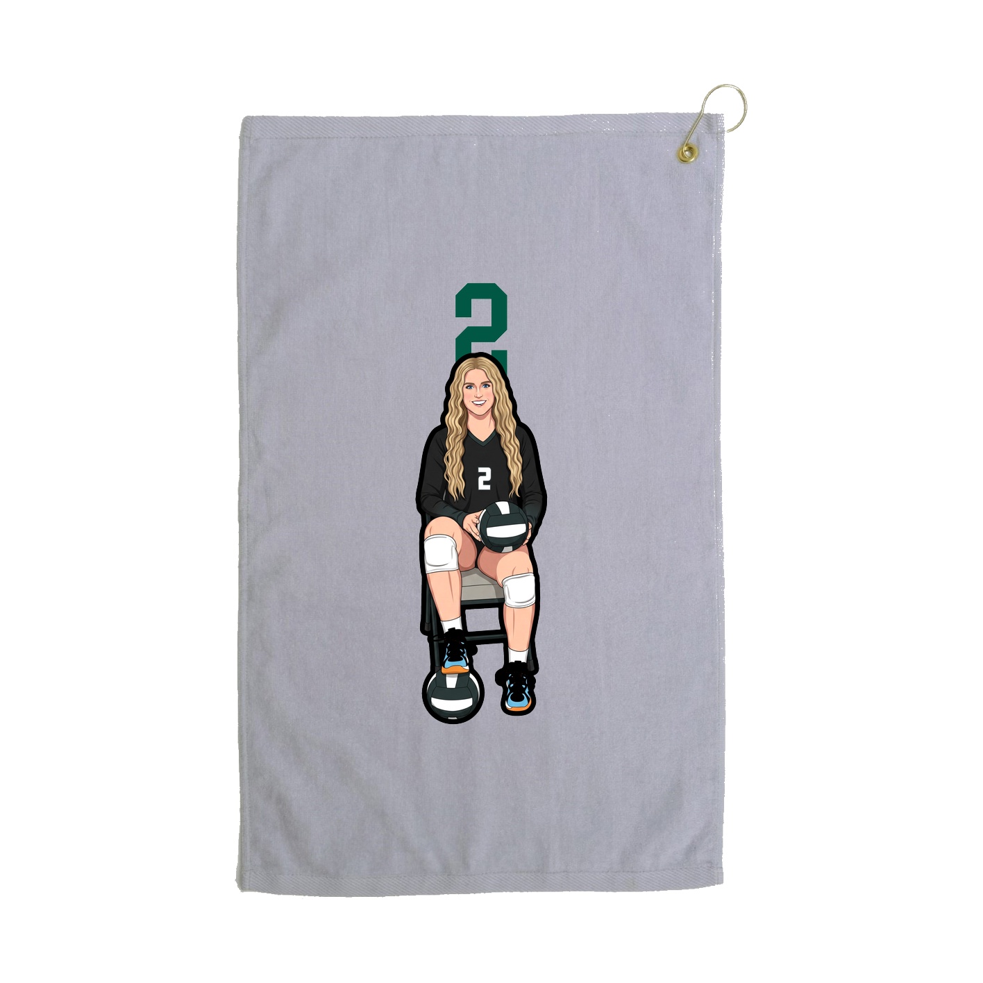 Golf Towel — Number Top in Grey