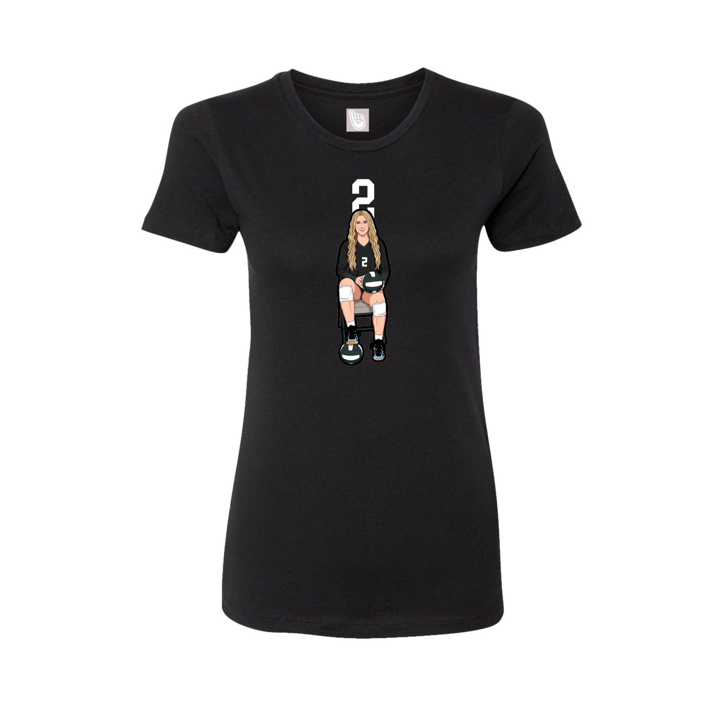 Fitted Women's Tee — Number Top in Black