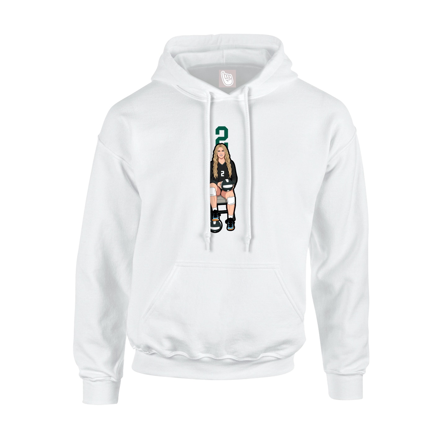 Youth Hoodie — Number Top in White