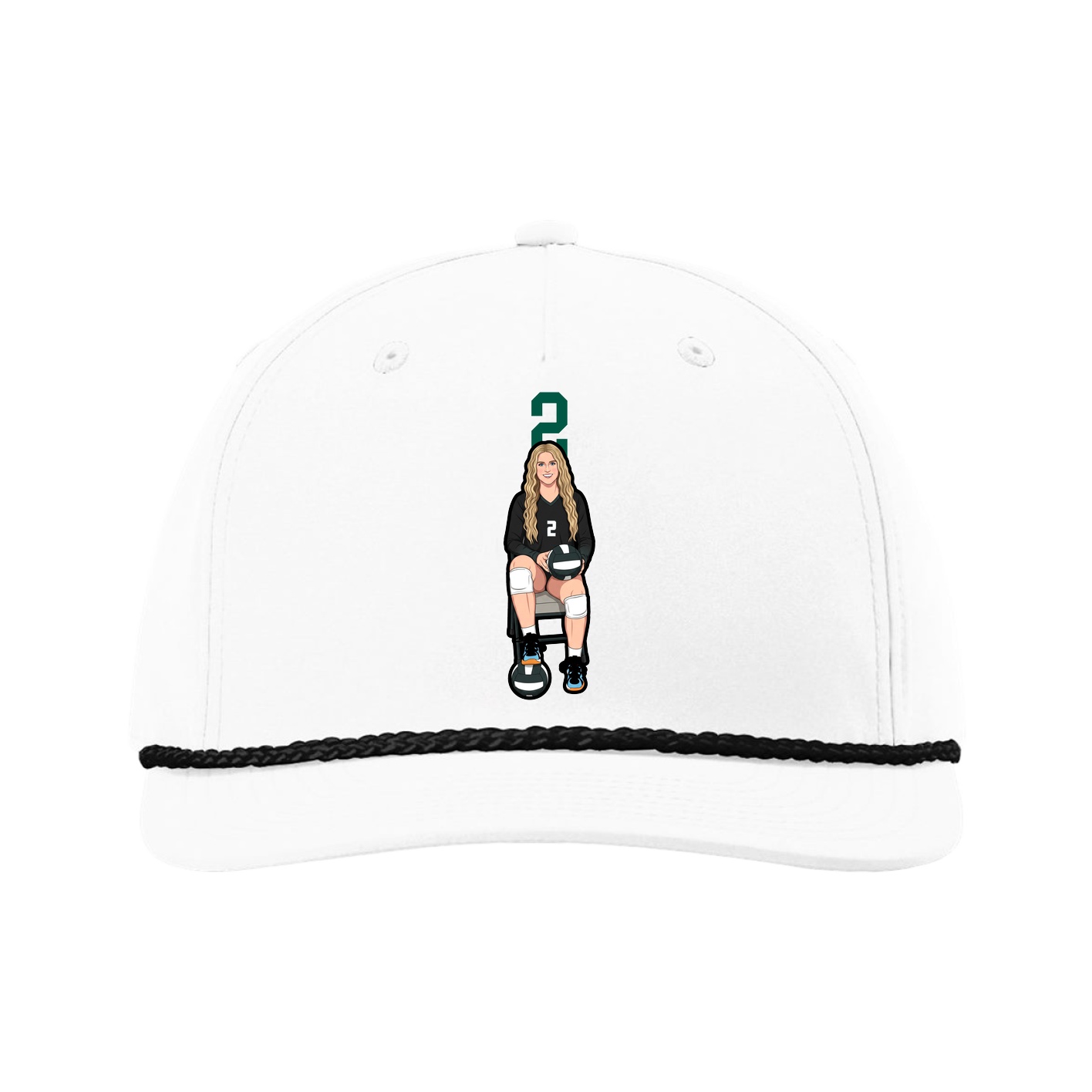 Five-Panel Classic Rope Cap — Number Top in White