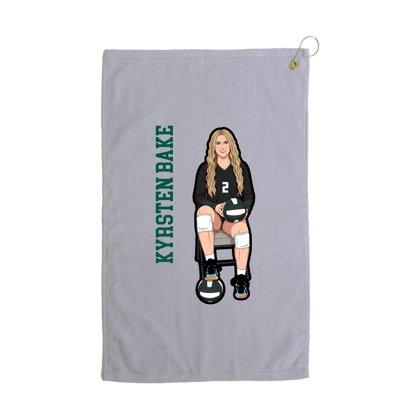 Golf Towel — Name Vertical in Grey
