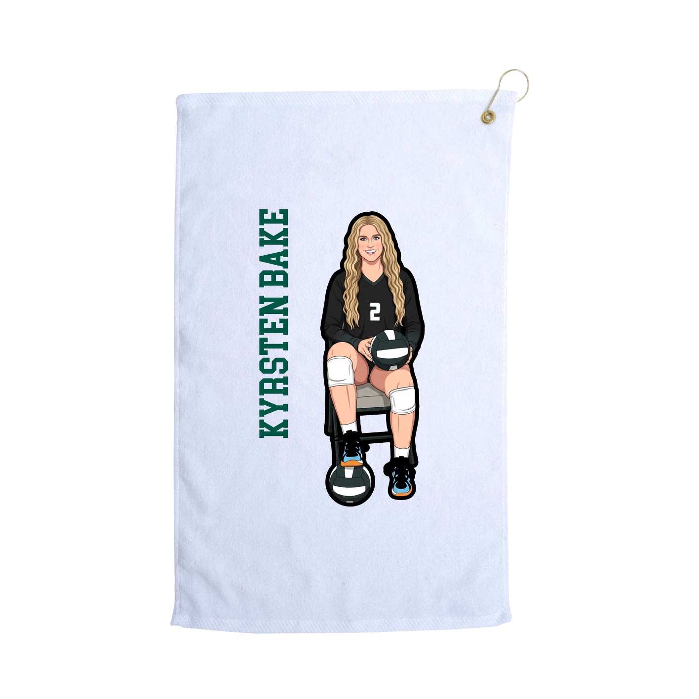 Golf Towel — Name Vertical in White