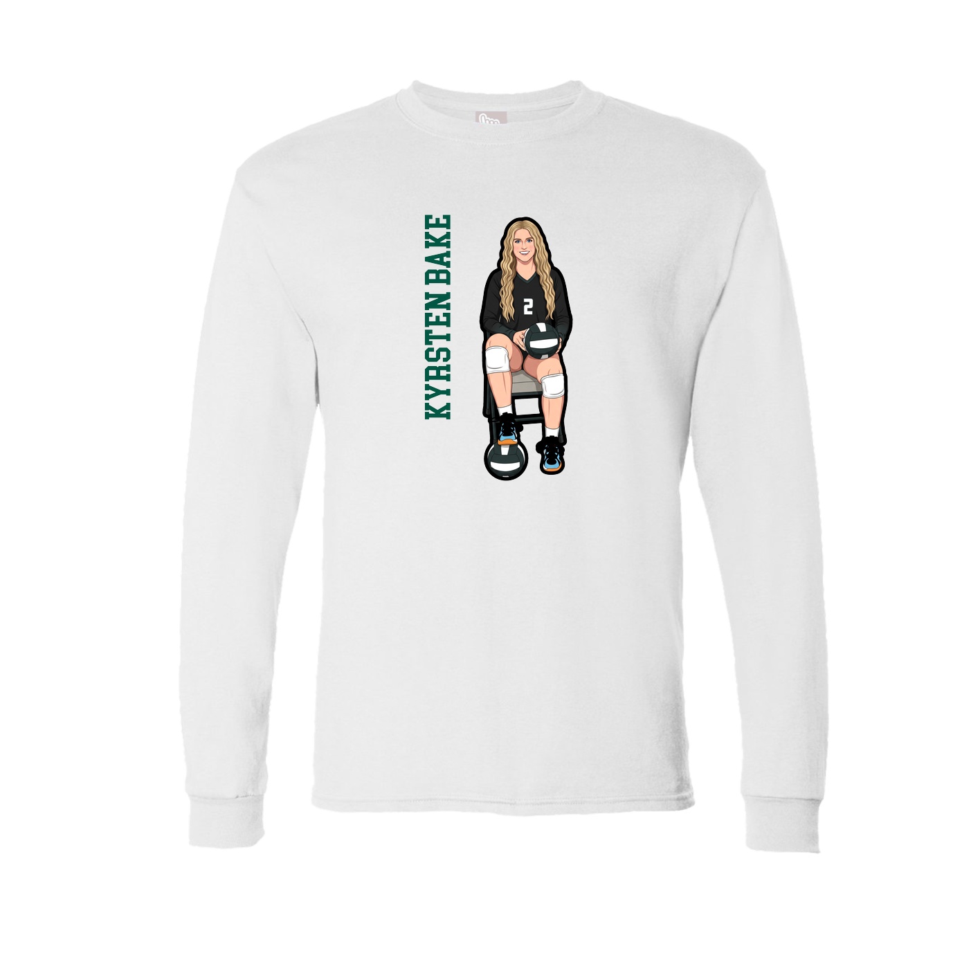 Long Sleeve Tee — Name Vertical in White