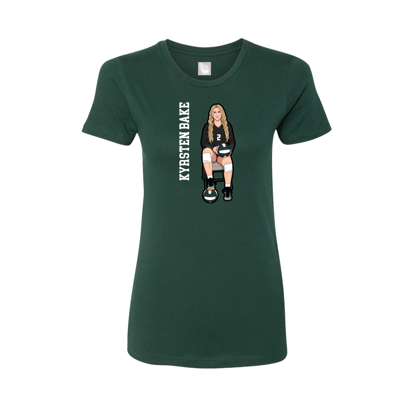 Womens Tee — Name Vertical in Green
