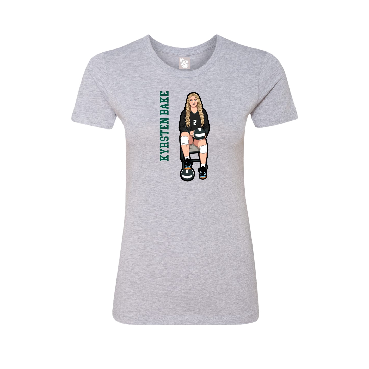 Fitted Women's Tee — Name Vertical in Grey