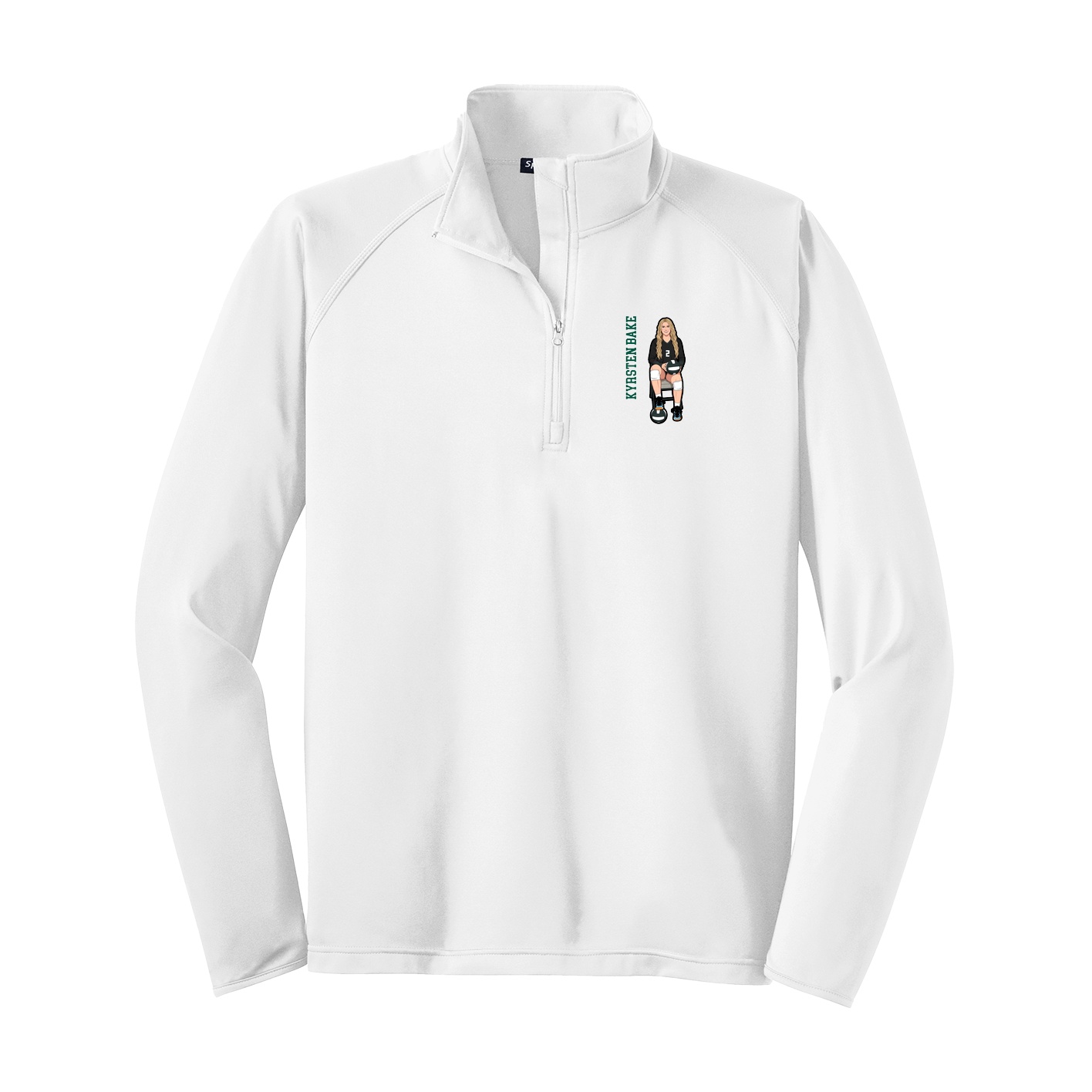 Q-Zip Pullover — Name Vertical in White