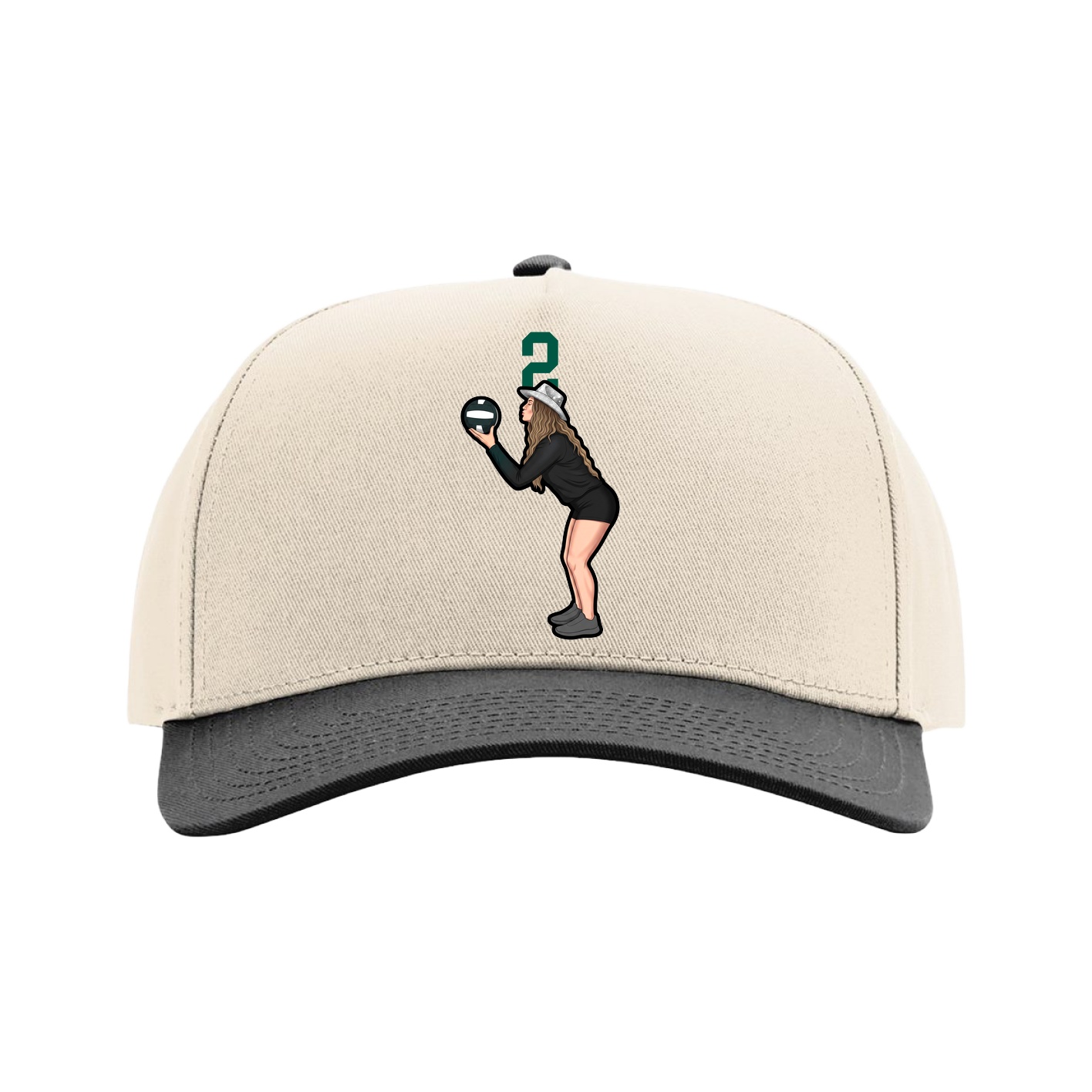 Full Fabric Five-Panel Champ Cap — Number Top in Cream/Black