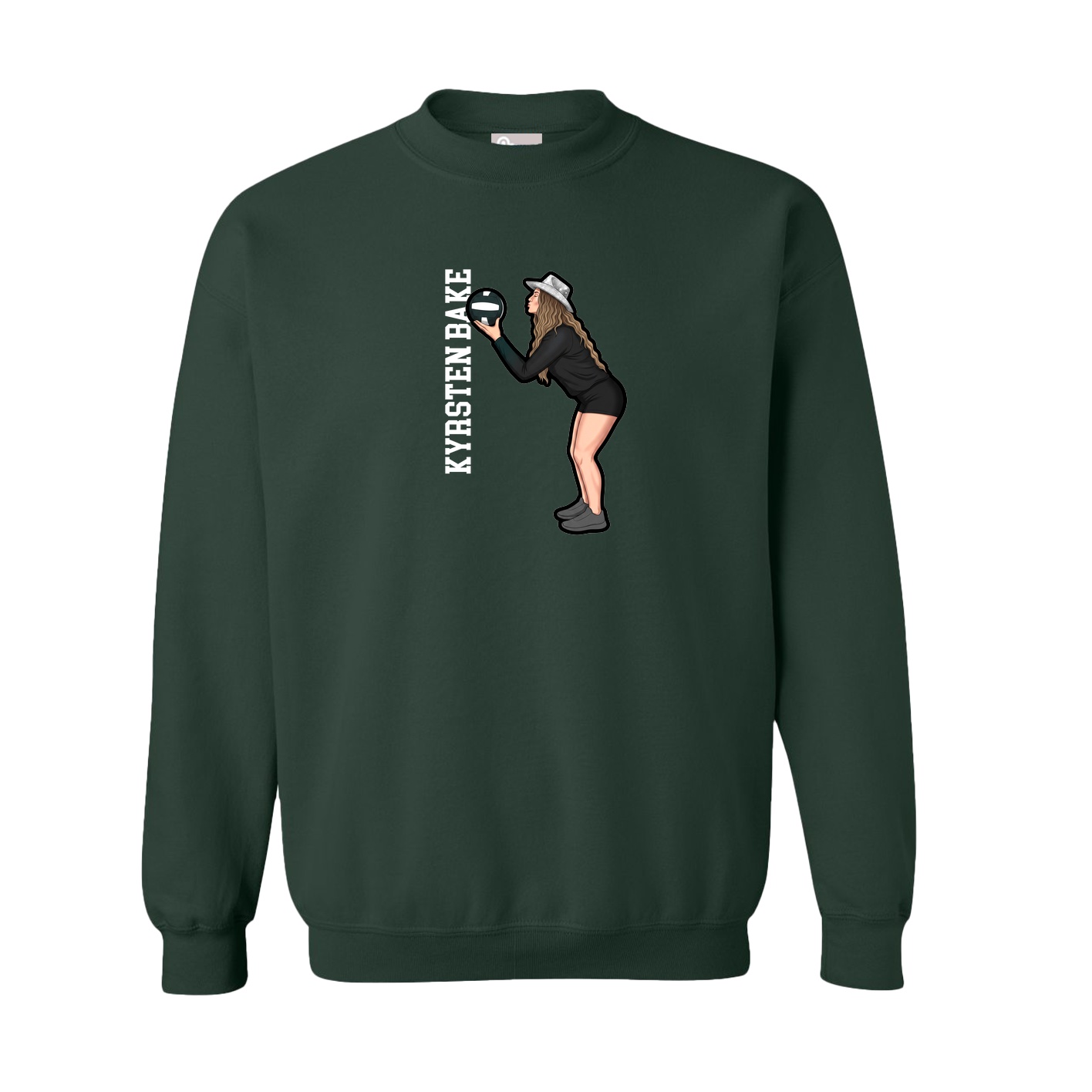 Fleece Crew — Name Vertical in Green