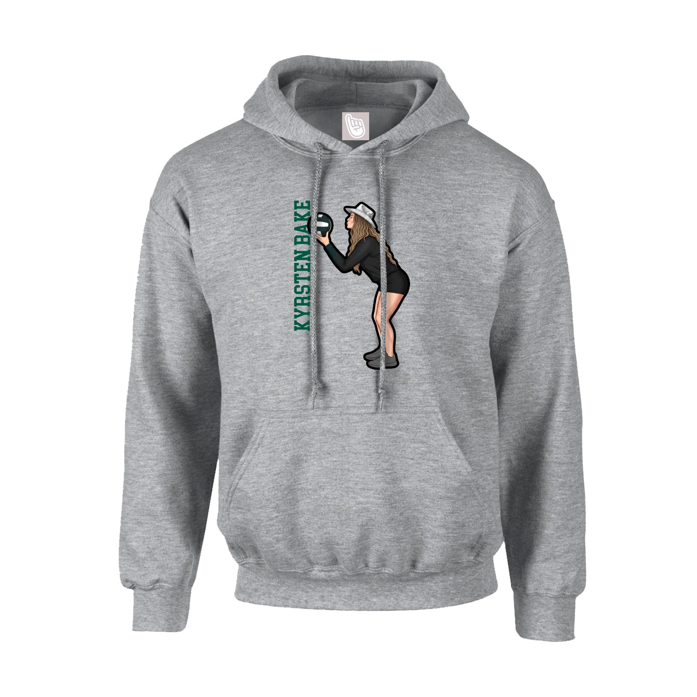 Youth Hoodie — Name Vertical in Grey