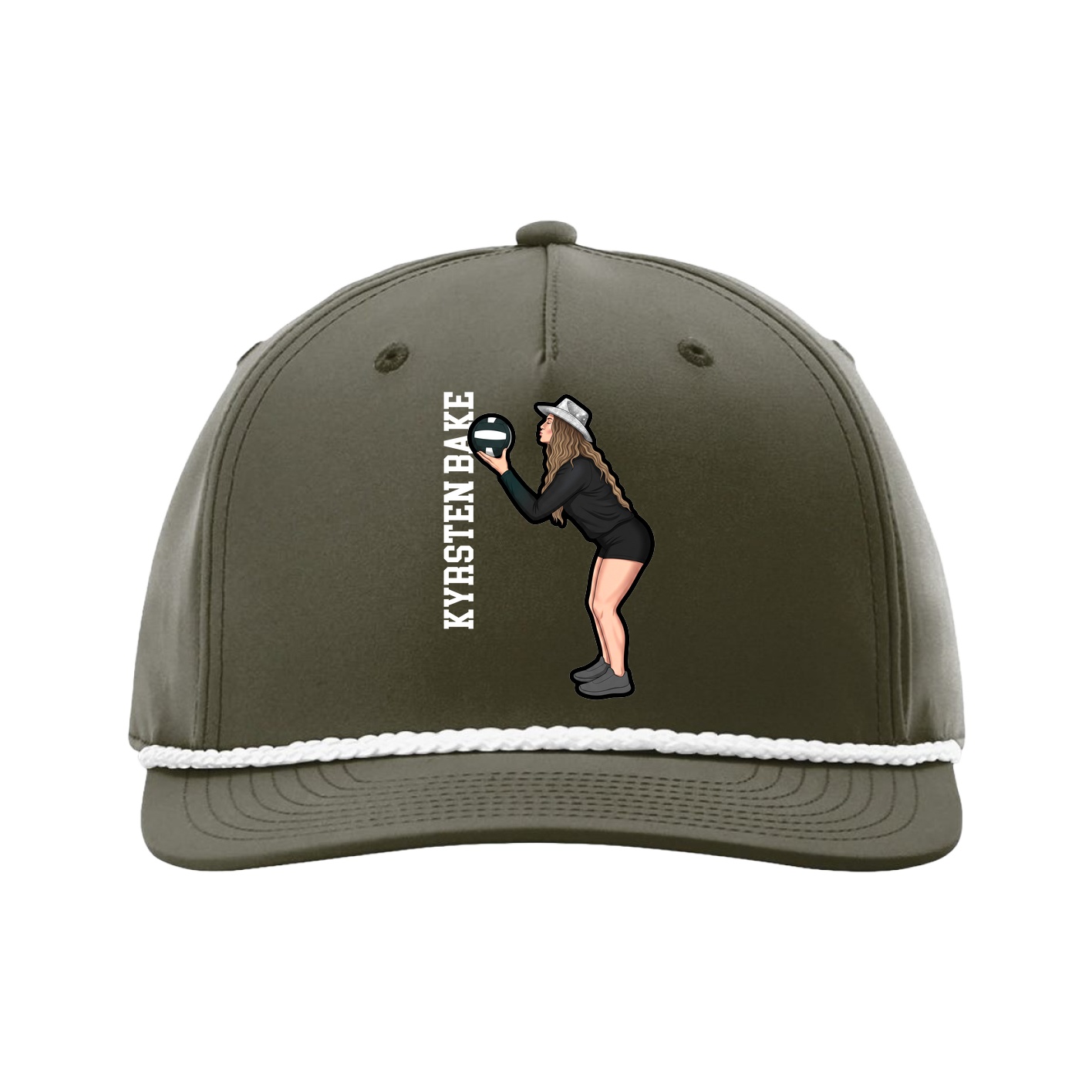 Five-Panel Classic Rope Cap — Name Vertical in Green