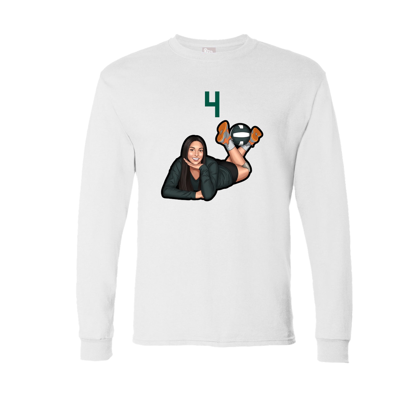 Long Sleeve Tee — Number Top in White