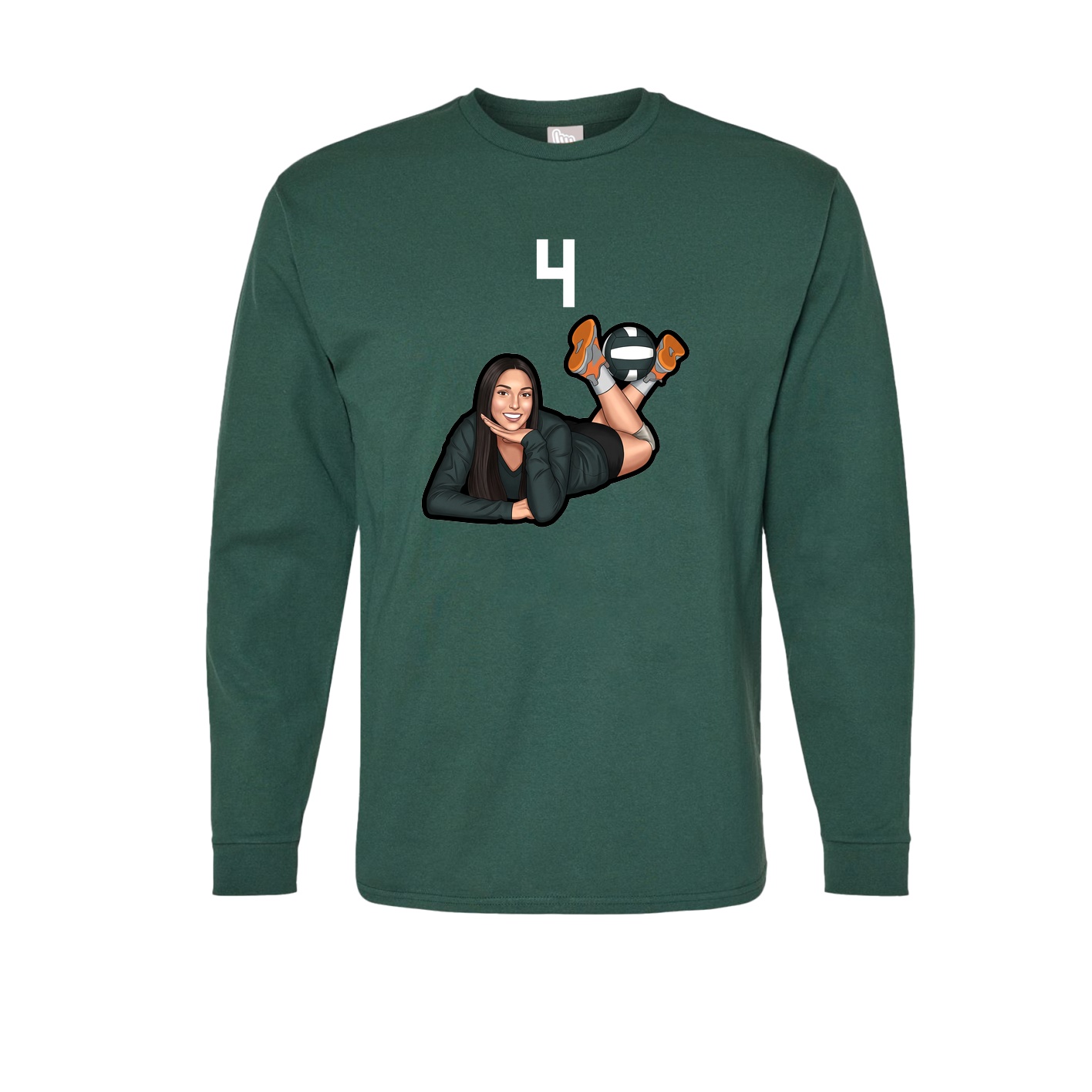 Long Sleeve Tee — Number Top in Green