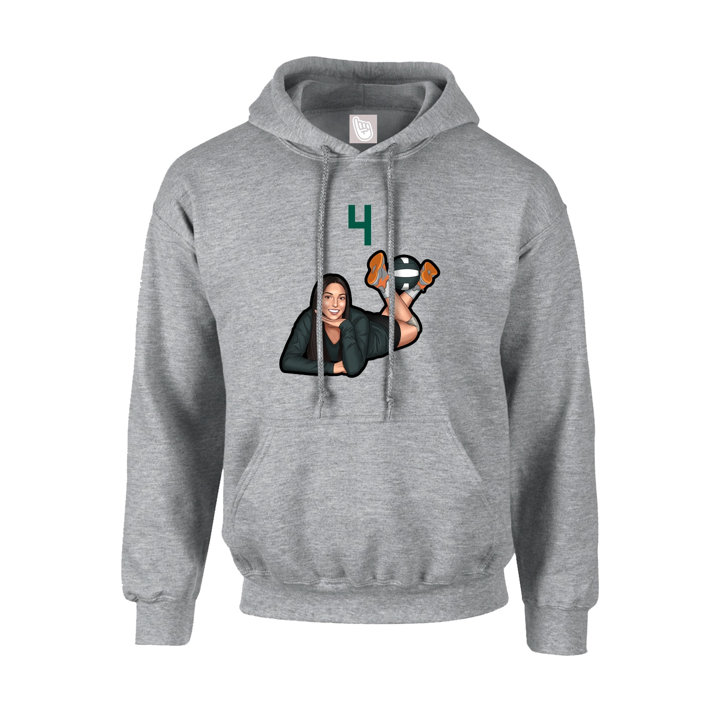 Hoodie — Number Top in Grey