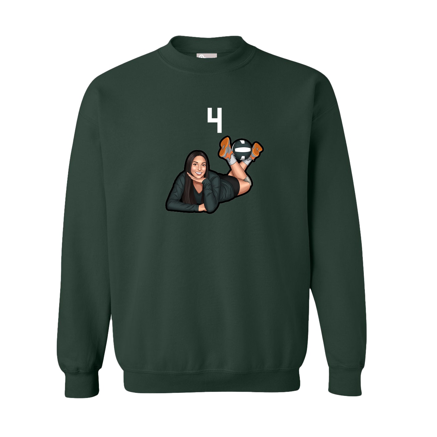 Fleece Crew — Number Top in Green