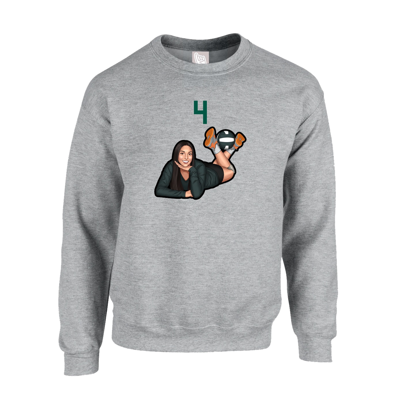Fleece Crew — Number Top in Grey