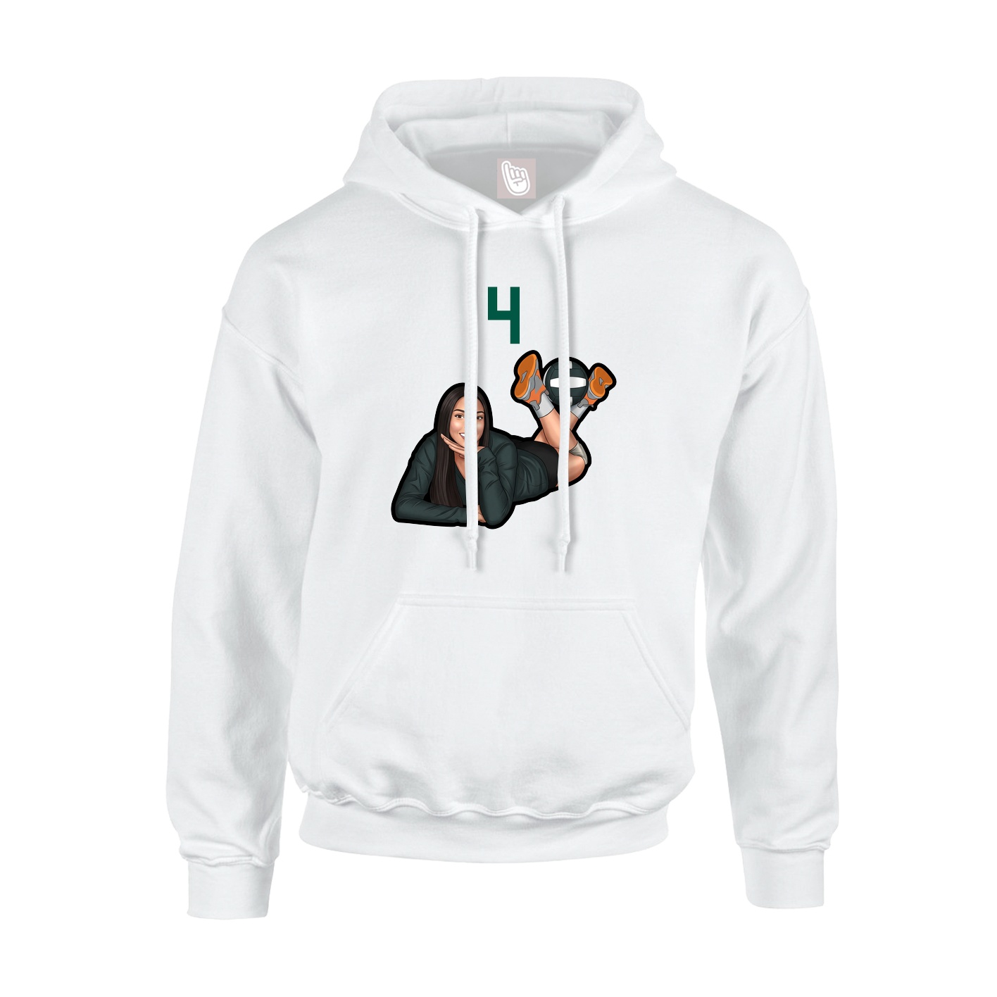 Youth Hoodie — Number Top in White