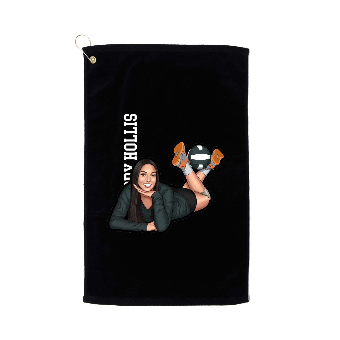 Golf Towel — Name Vertical in Black