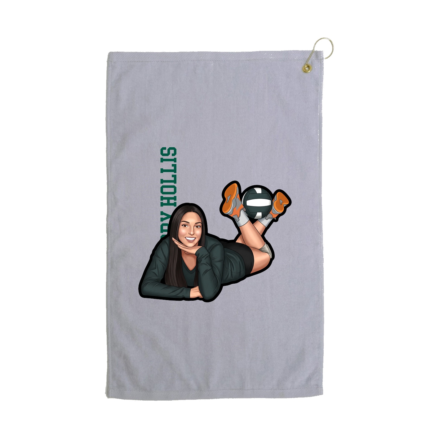 Golf Towel — Name Vertical in Grey