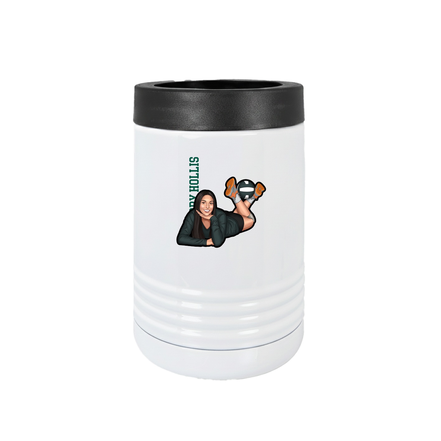 Beverage Holder — Name Vertical in White