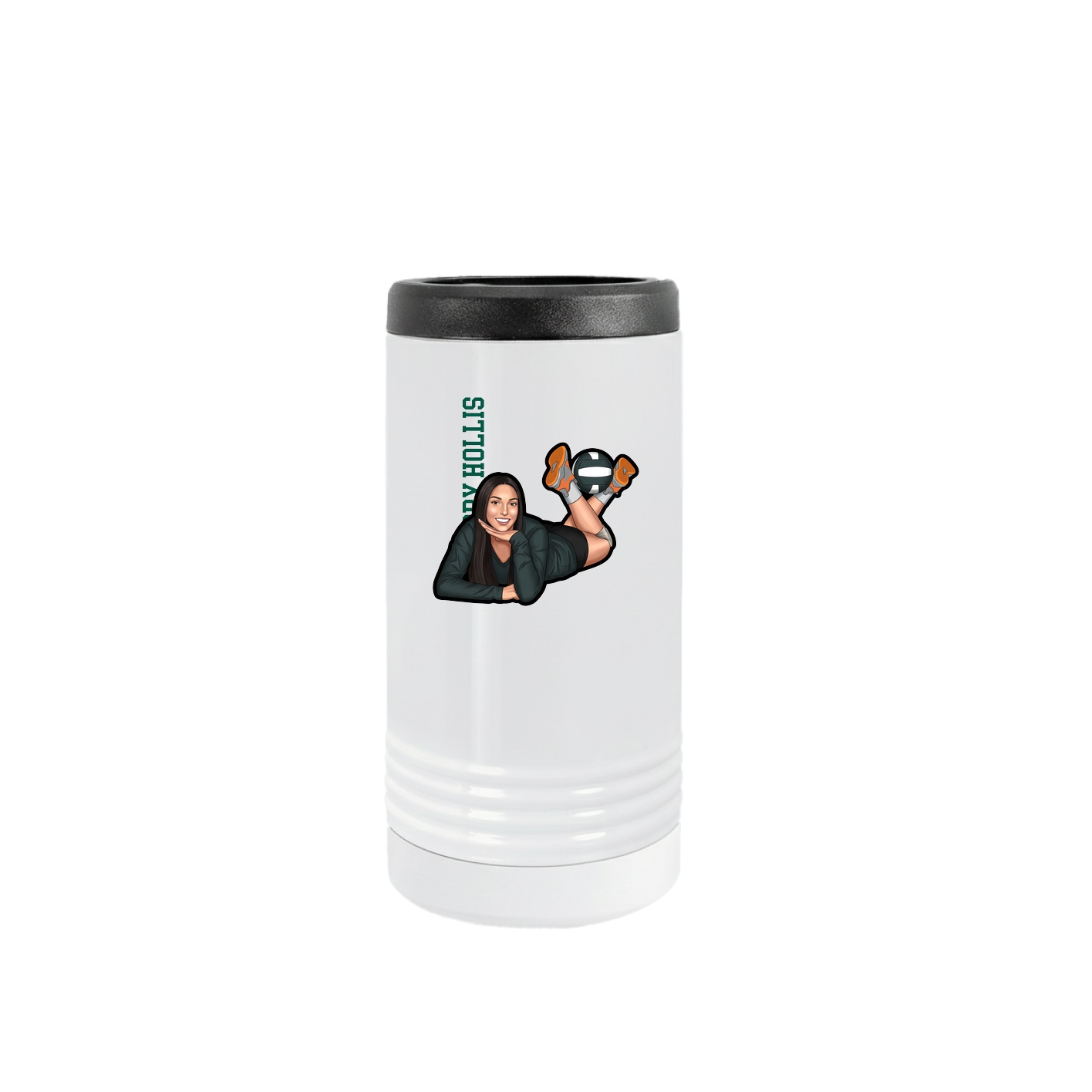 Slim Beverage Holder — Name Vertical in White