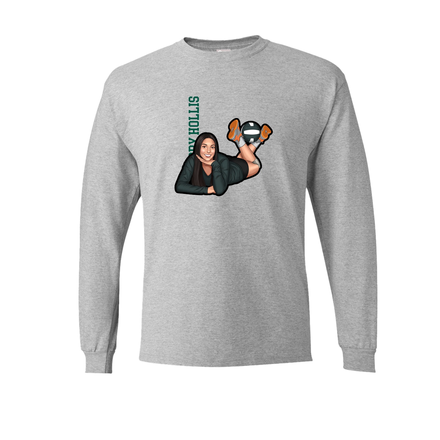 Long Sleeve Tee — Name Vertical in Grey