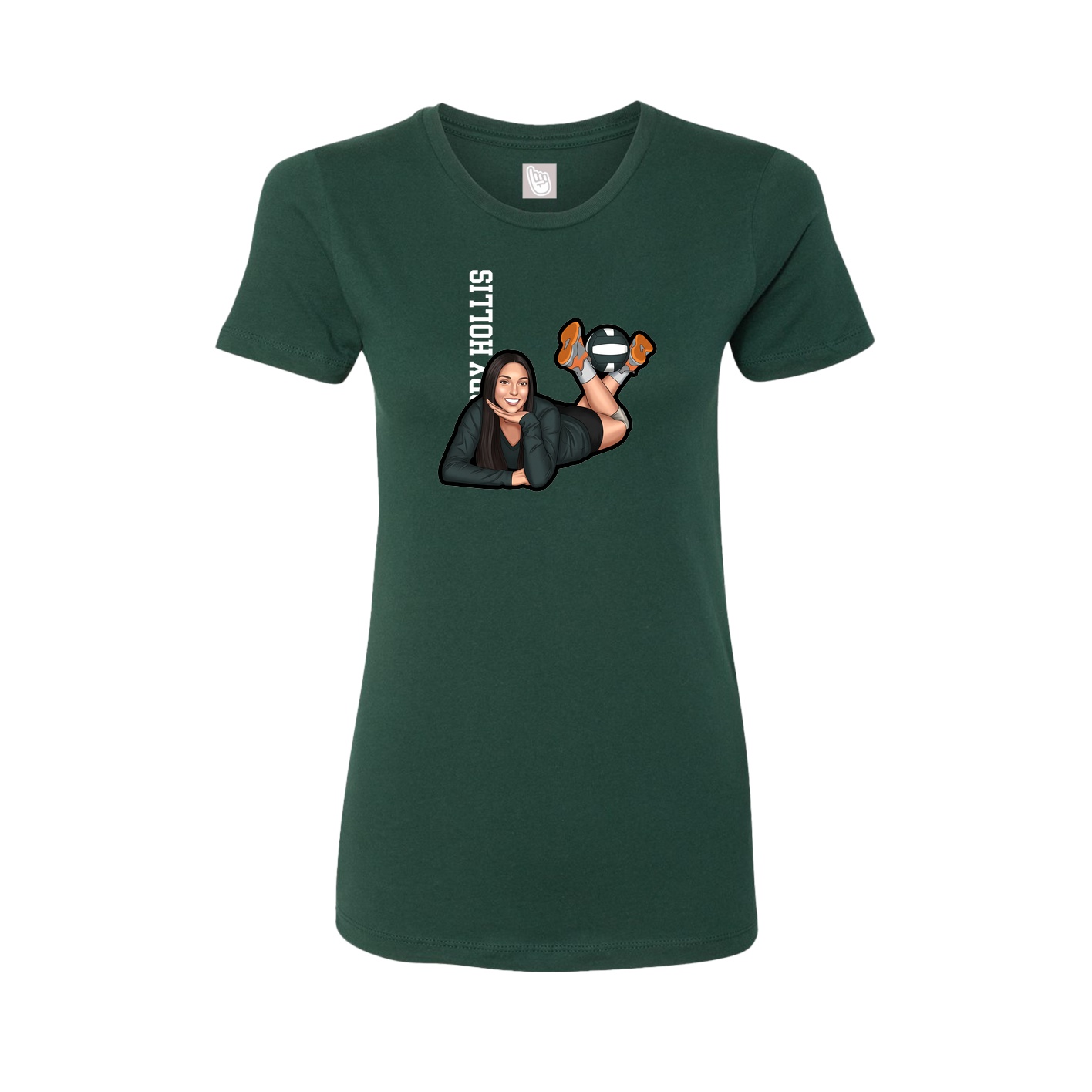 Womens Tee — Name Vertical in Green