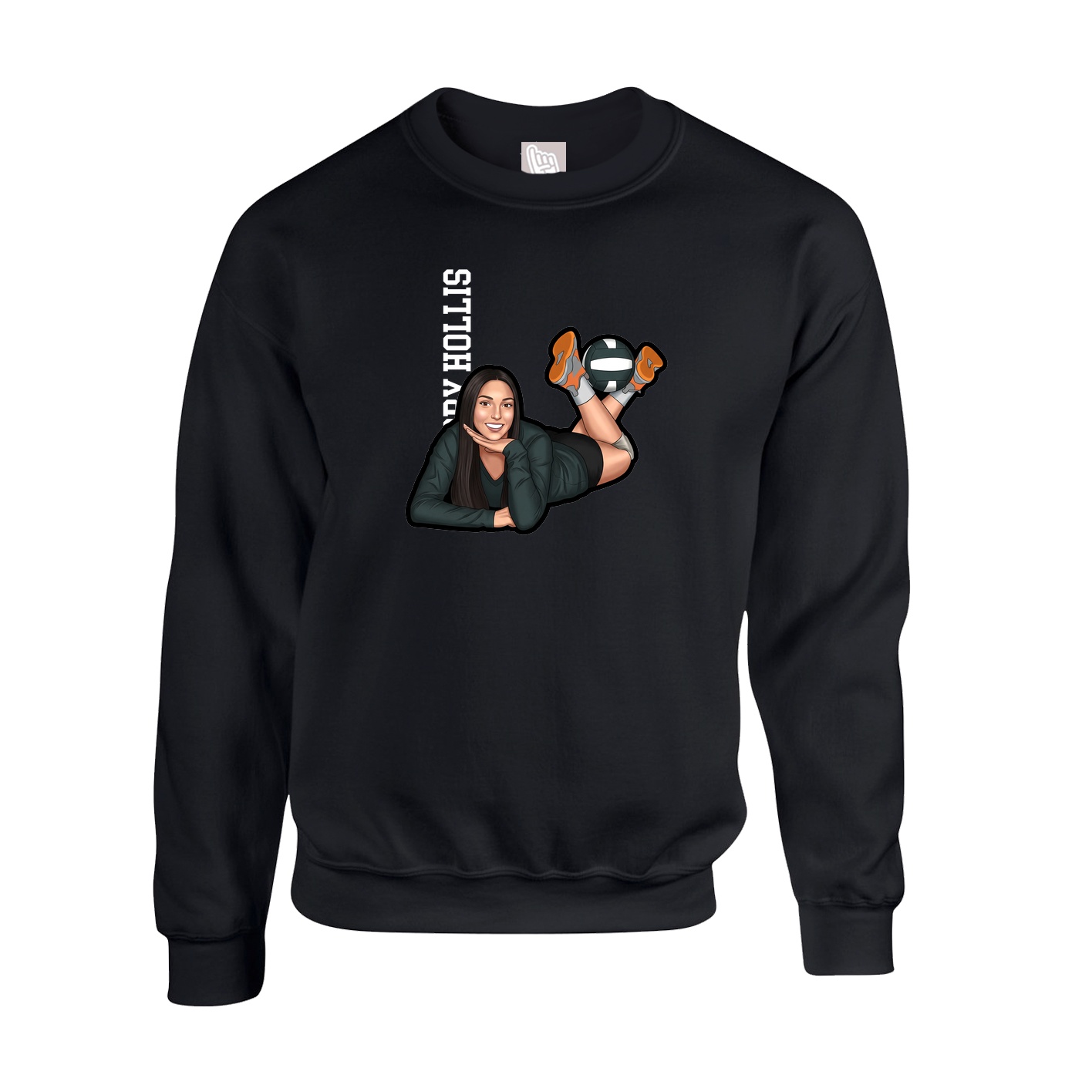 Fleece Crew — Name Vertical in Black
