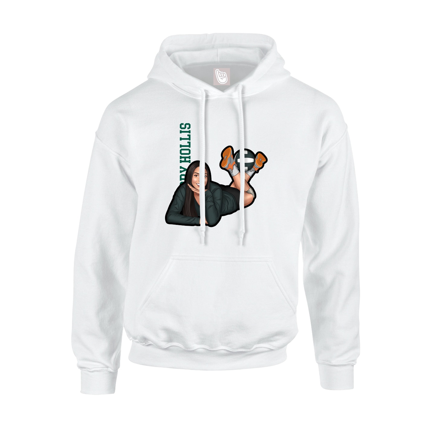 Youth Hoodie — Name Vertical in White
