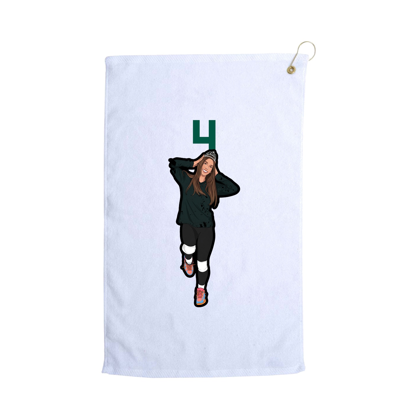 Golf Towel — Number Top in White