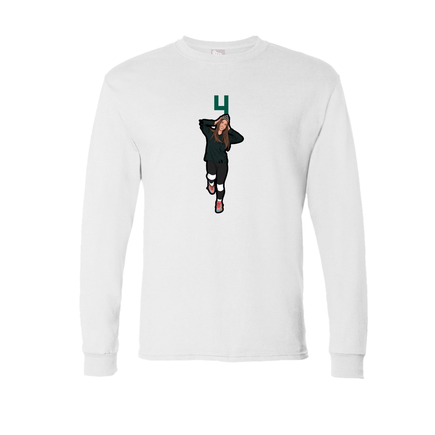 Long Sleeve Tee — Number Top in White