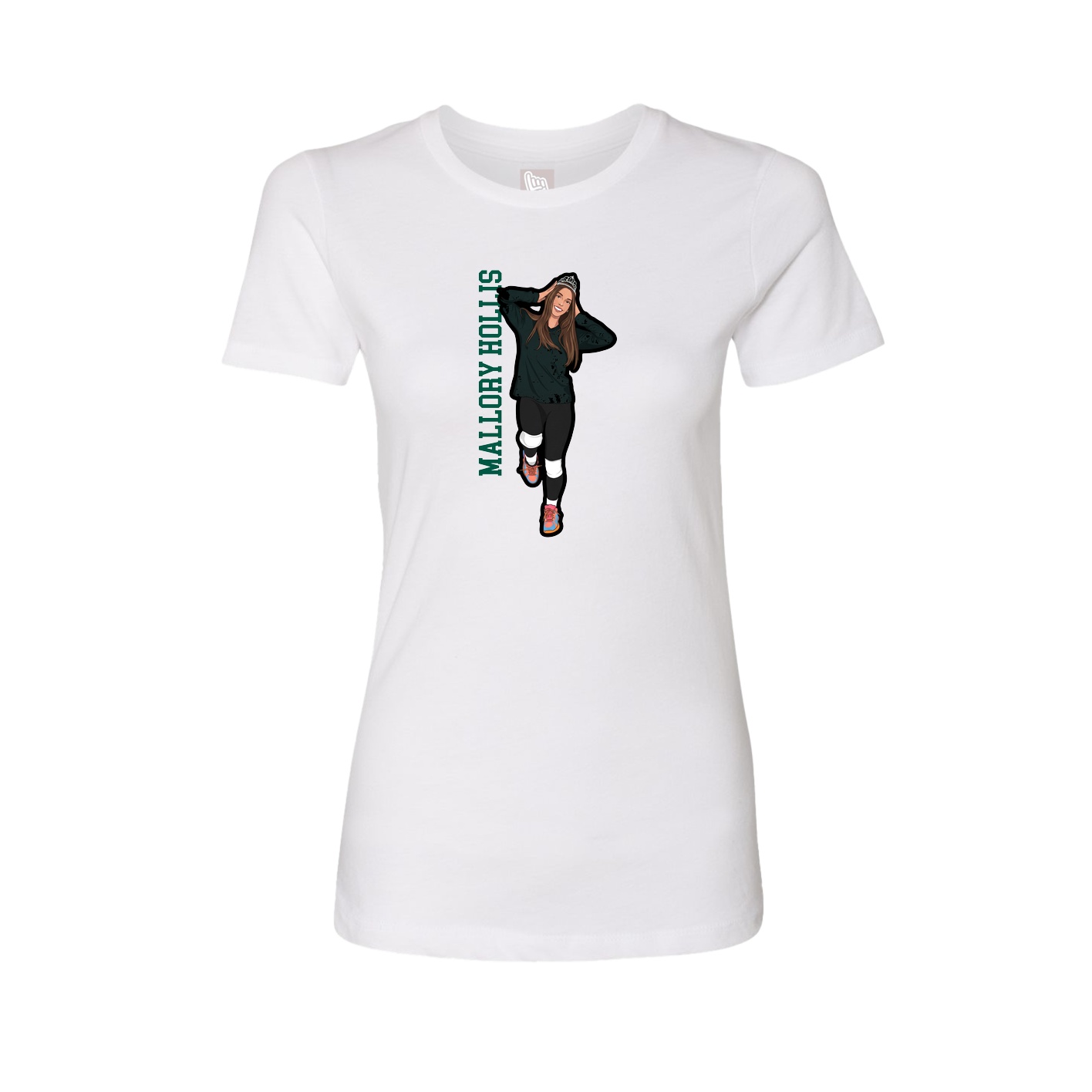 Womens Tee — Name Vertical in White