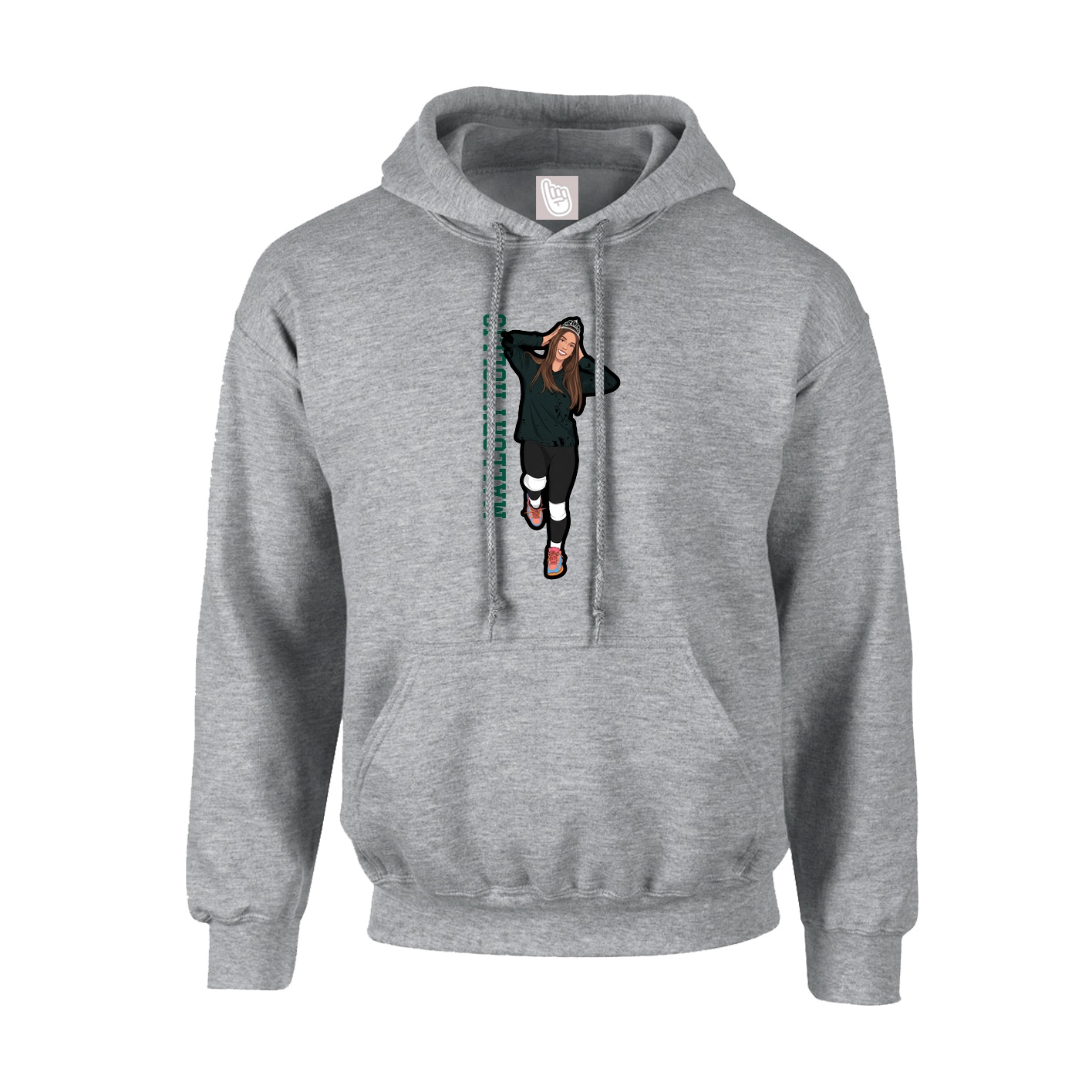 Hoodie — Name Vertical in Grey