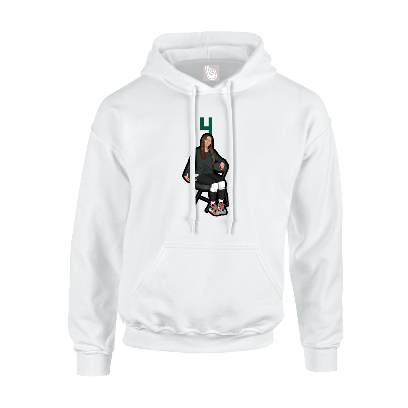 Youth Hoodie — Number Top in White