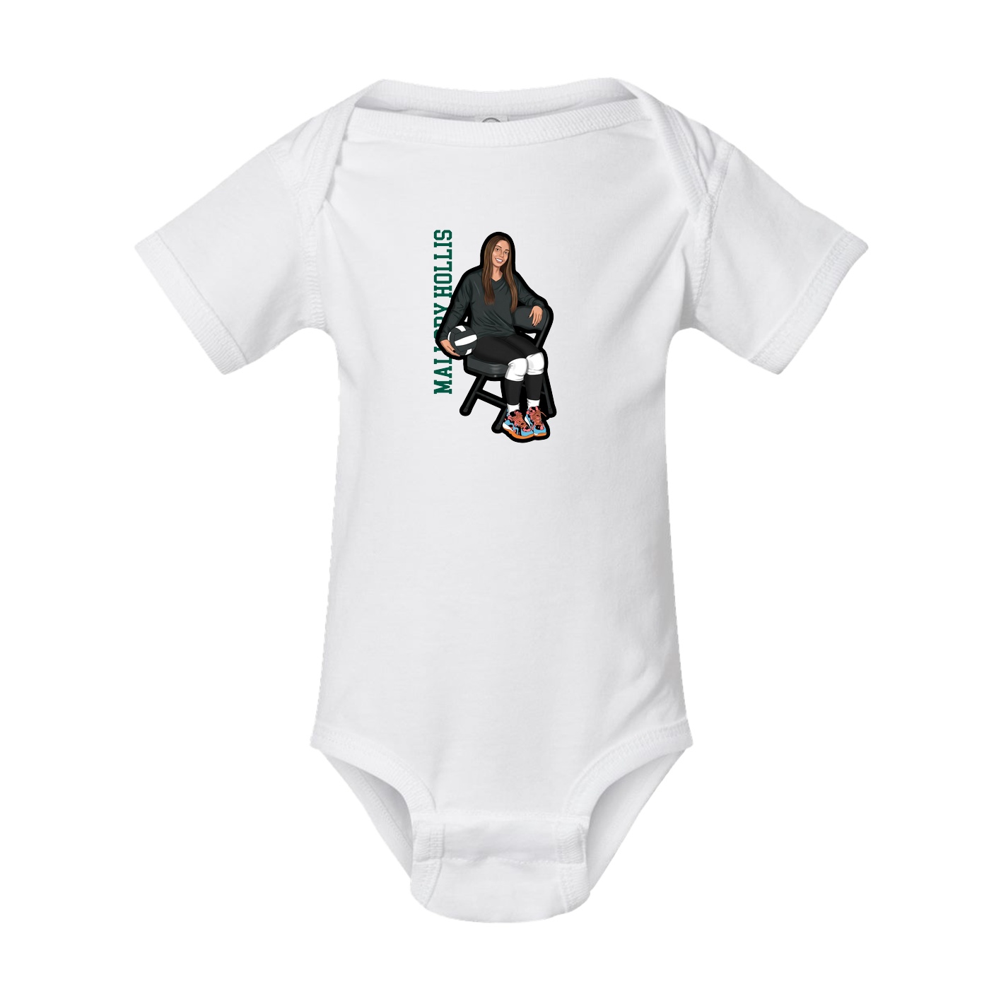 Baby Onesie — Name Vertical in White