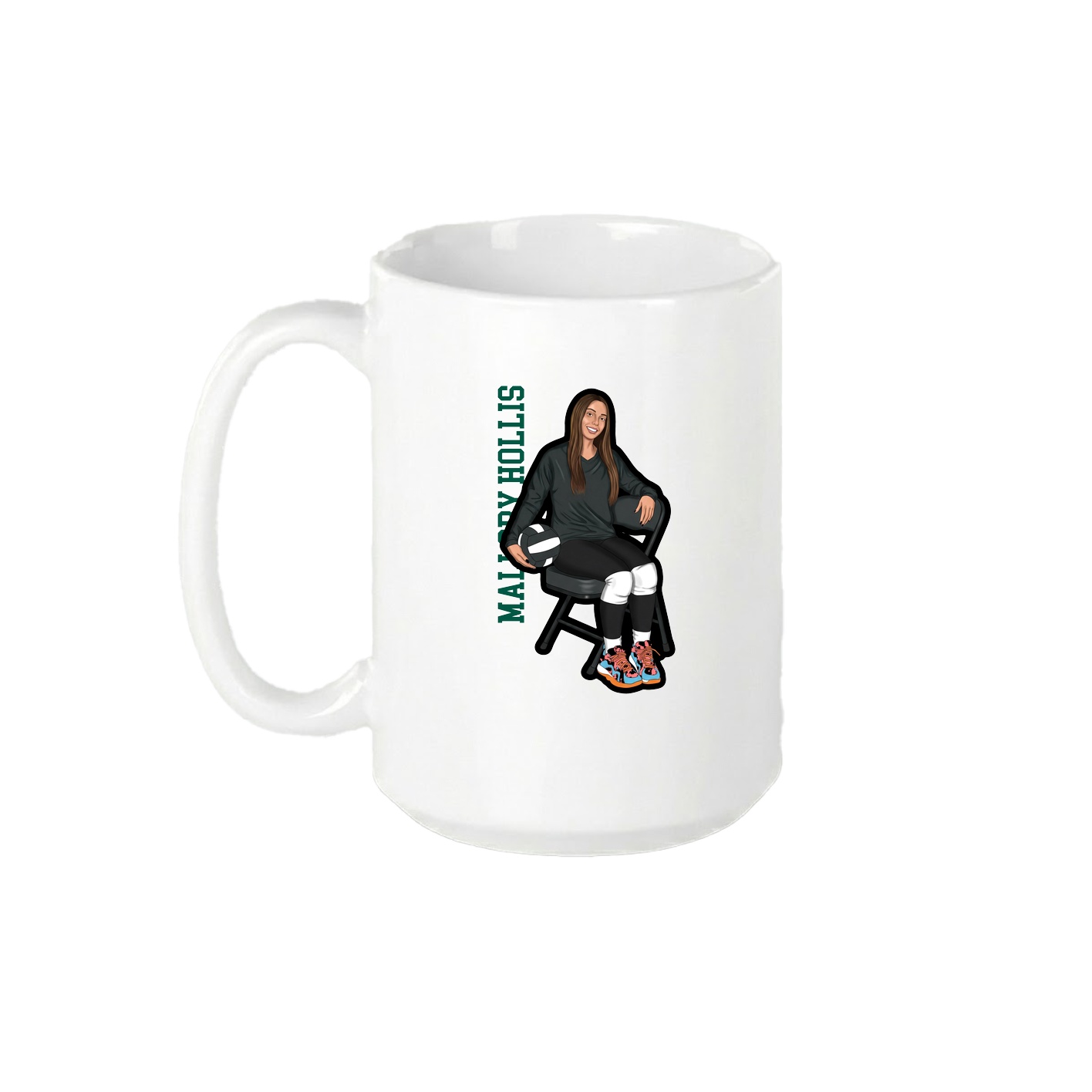 15oz Coffee Mug — Name Vertical in White