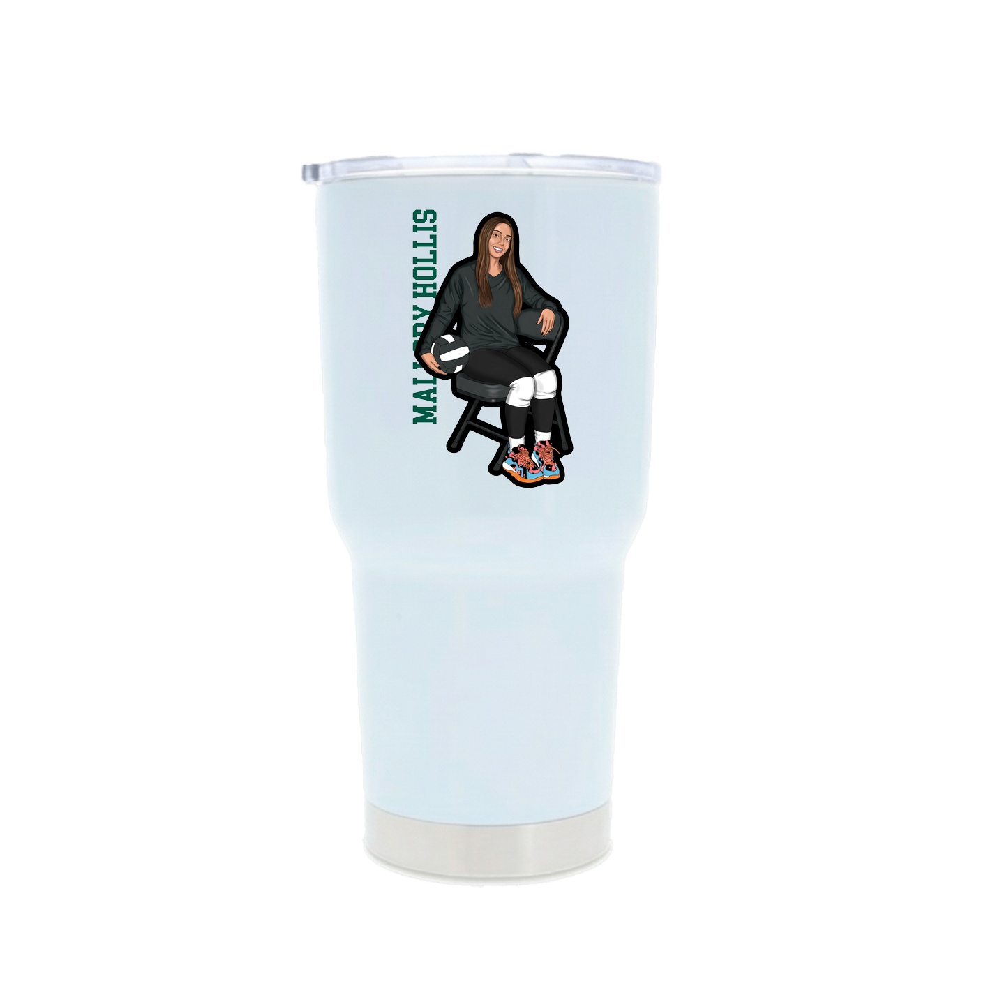 30oz Stainless Steel Tumbler — Name Vertical in White