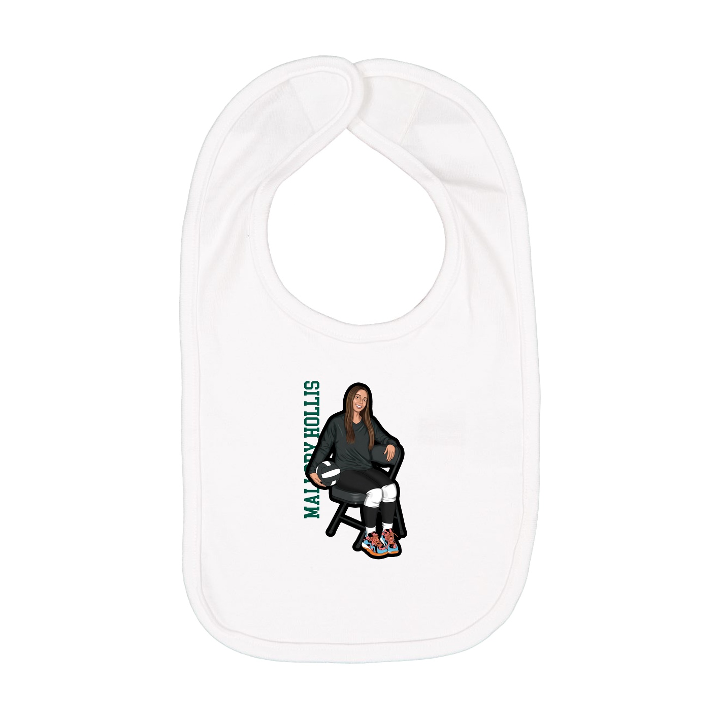 Infant Bib — Name Vertical in White