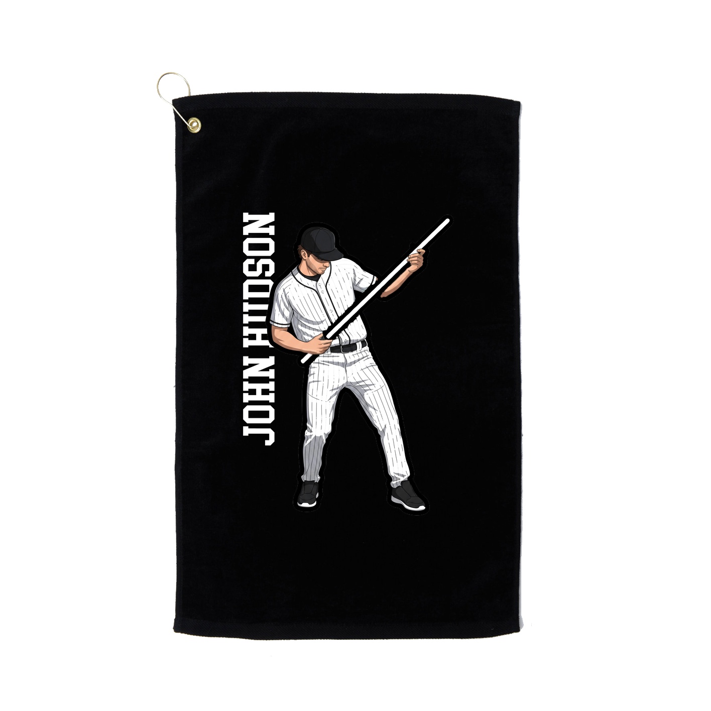 Golf Towel — Name Vertical in Black