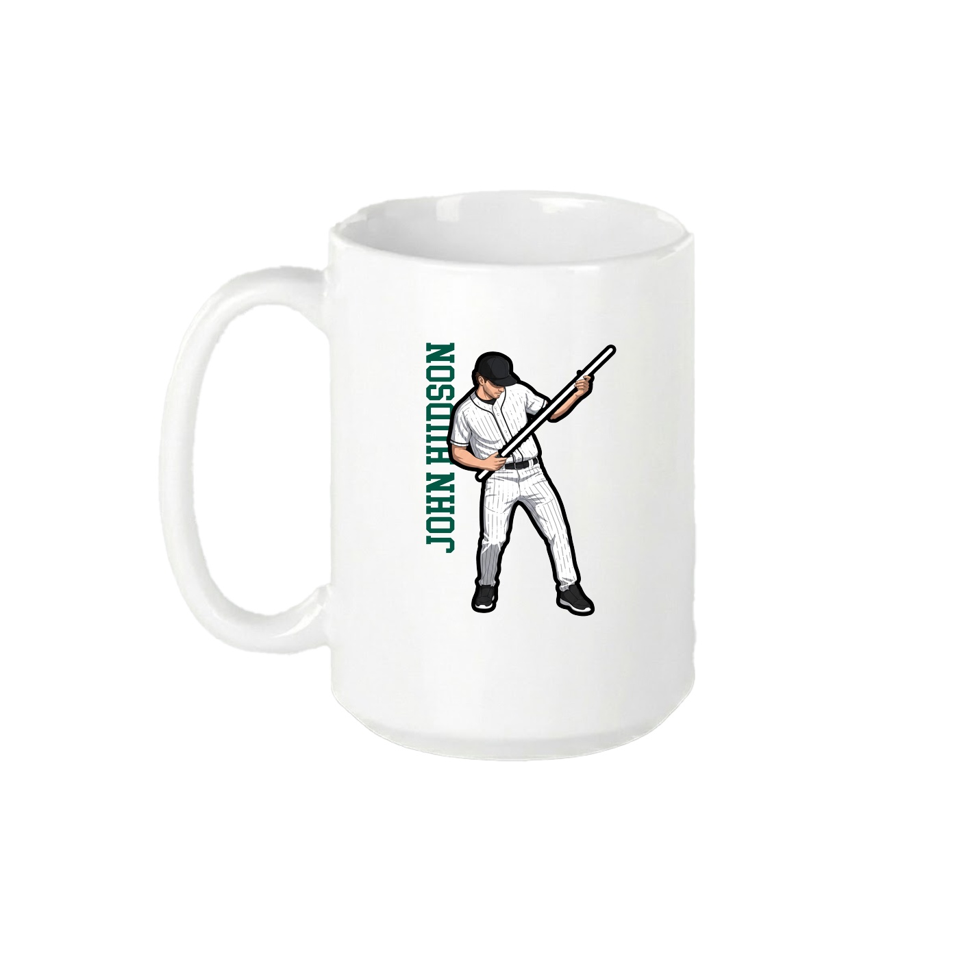15oz Coffee Mug — Name Vertical in White