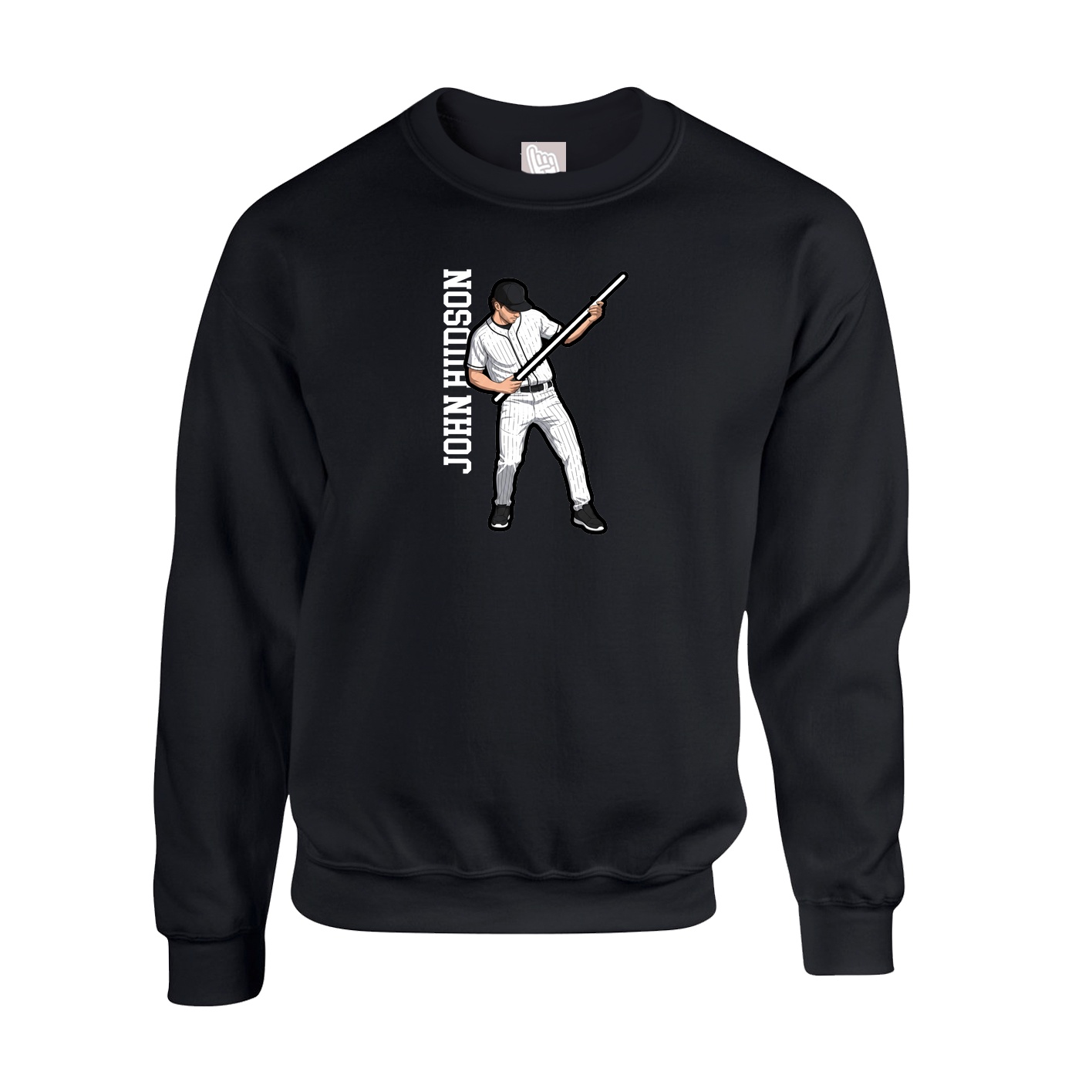 Fleece Crew — Name Vertical in Black