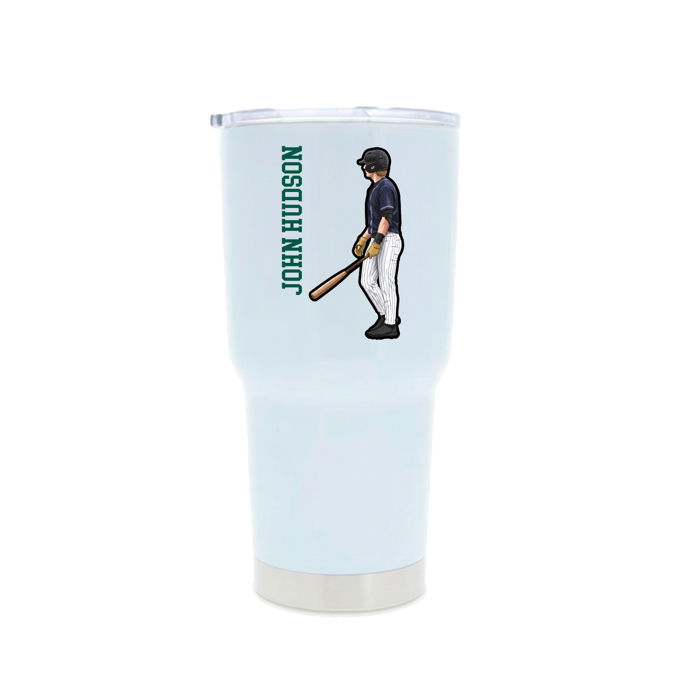 30oz Stainless Steel Tumbler — Name Vertical in White