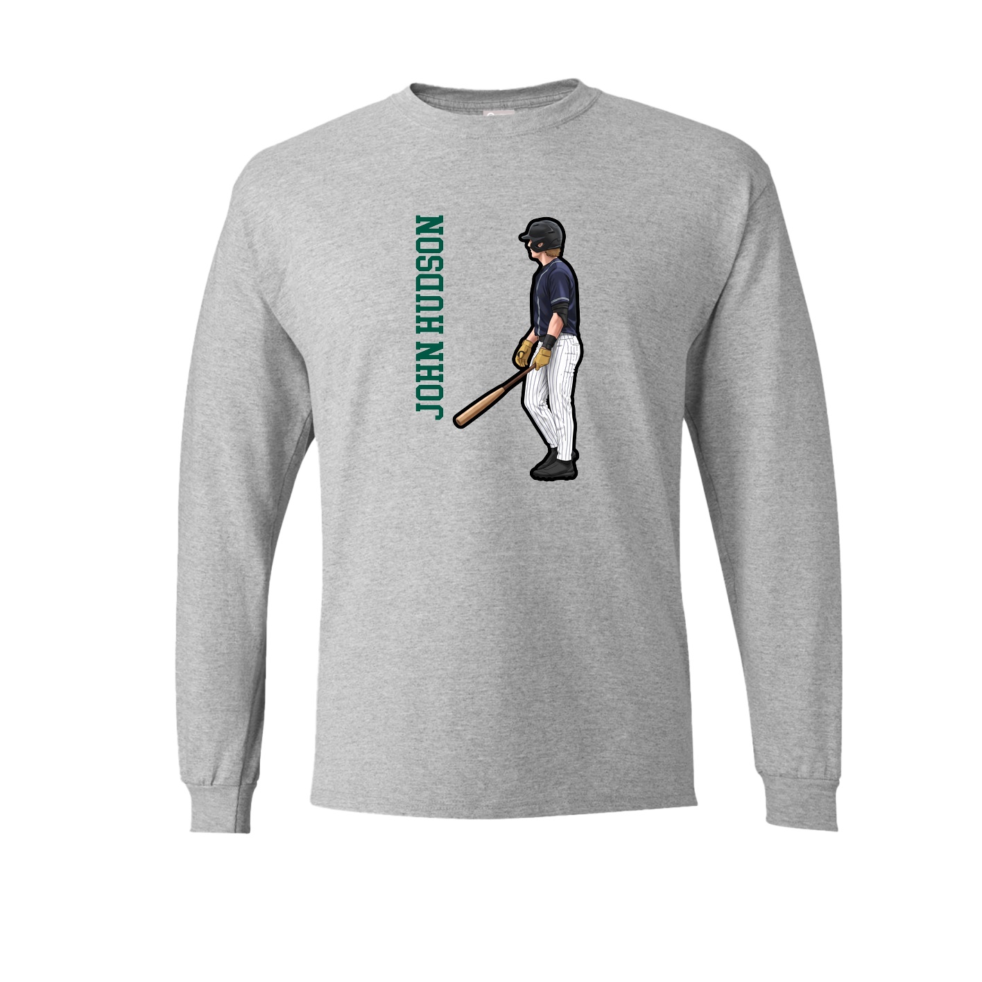 Long Sleeve Tee — Name Vertical in Grey