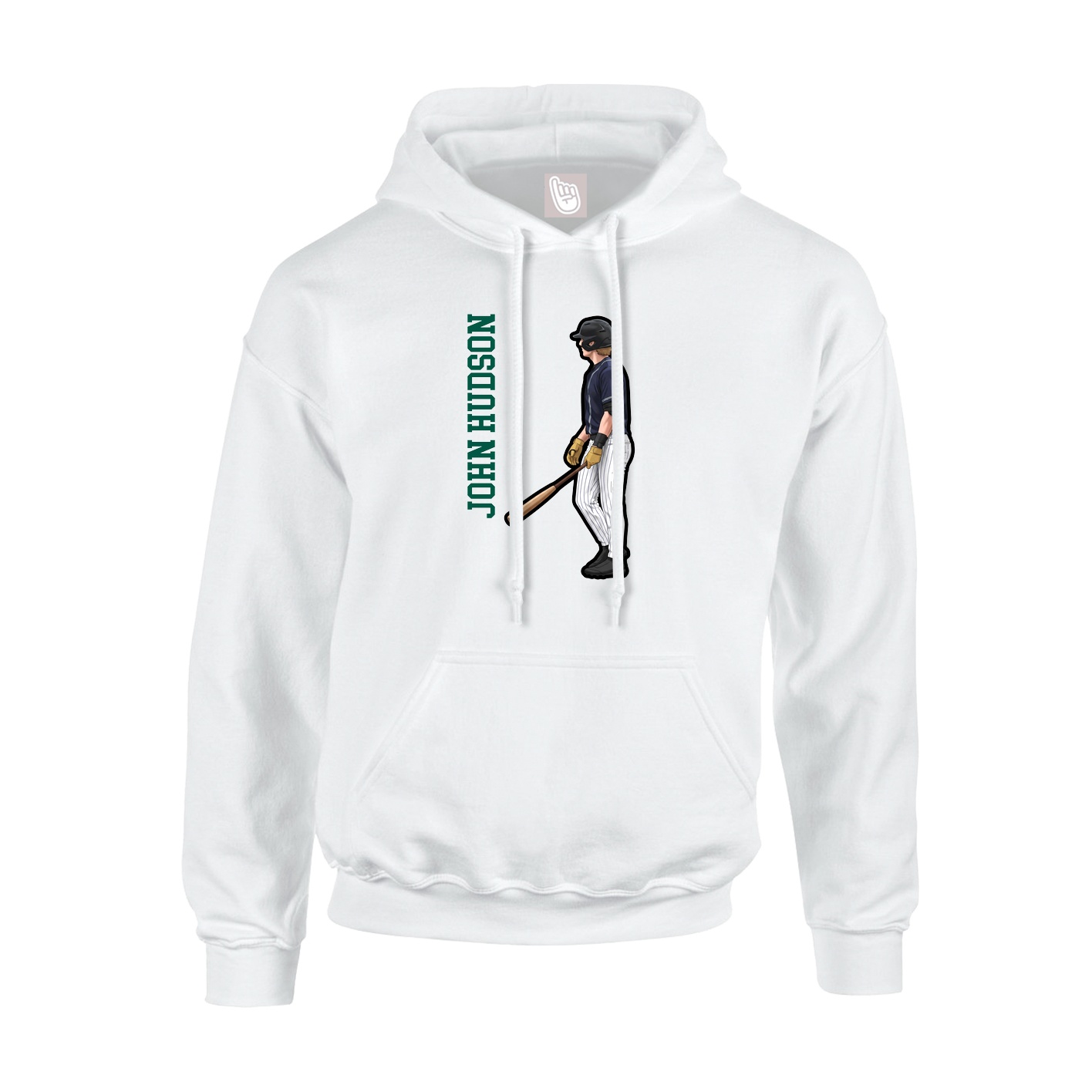 Youth Hoodie — Name Vertical in White