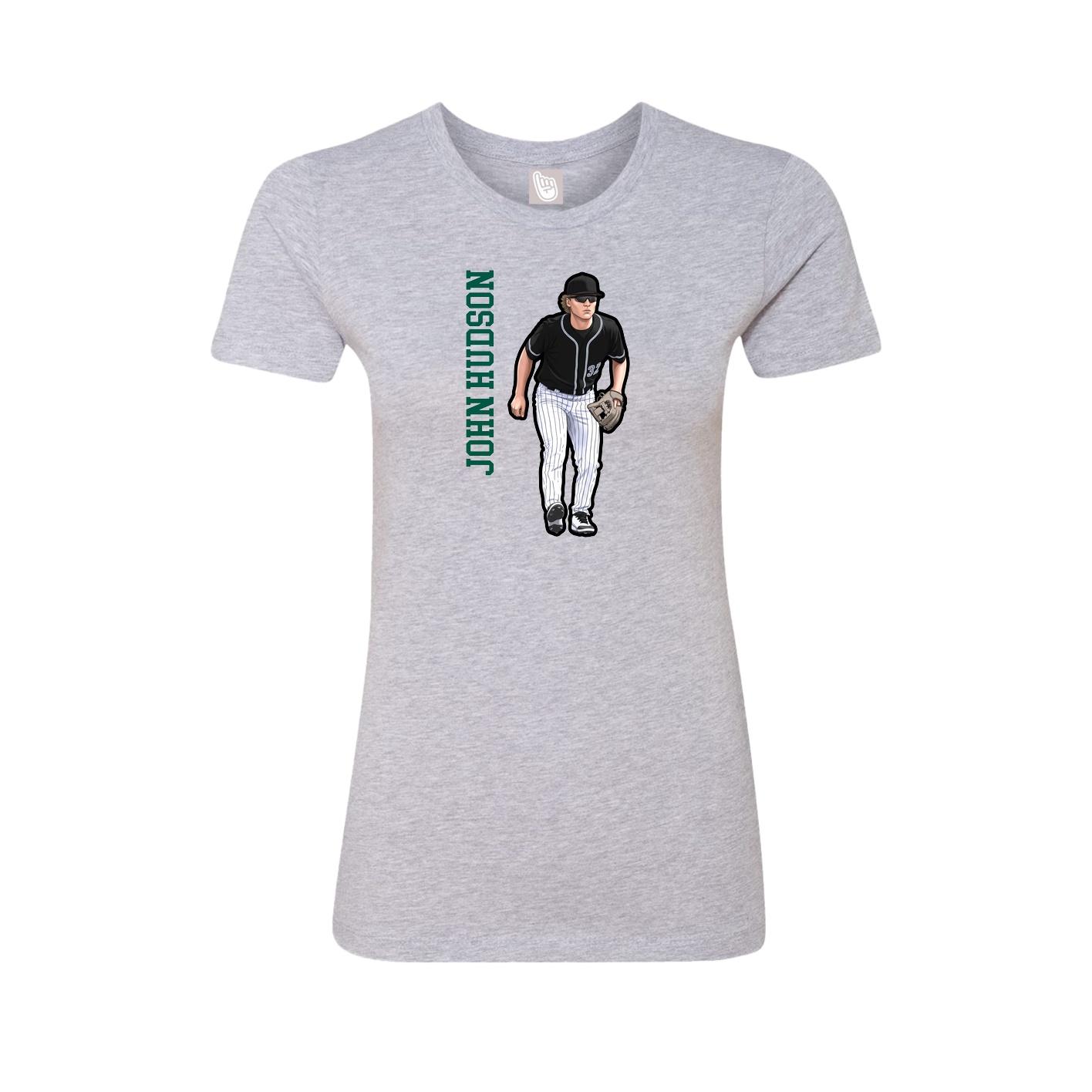 Fitted Women's Tee — Name Vertical in Grey