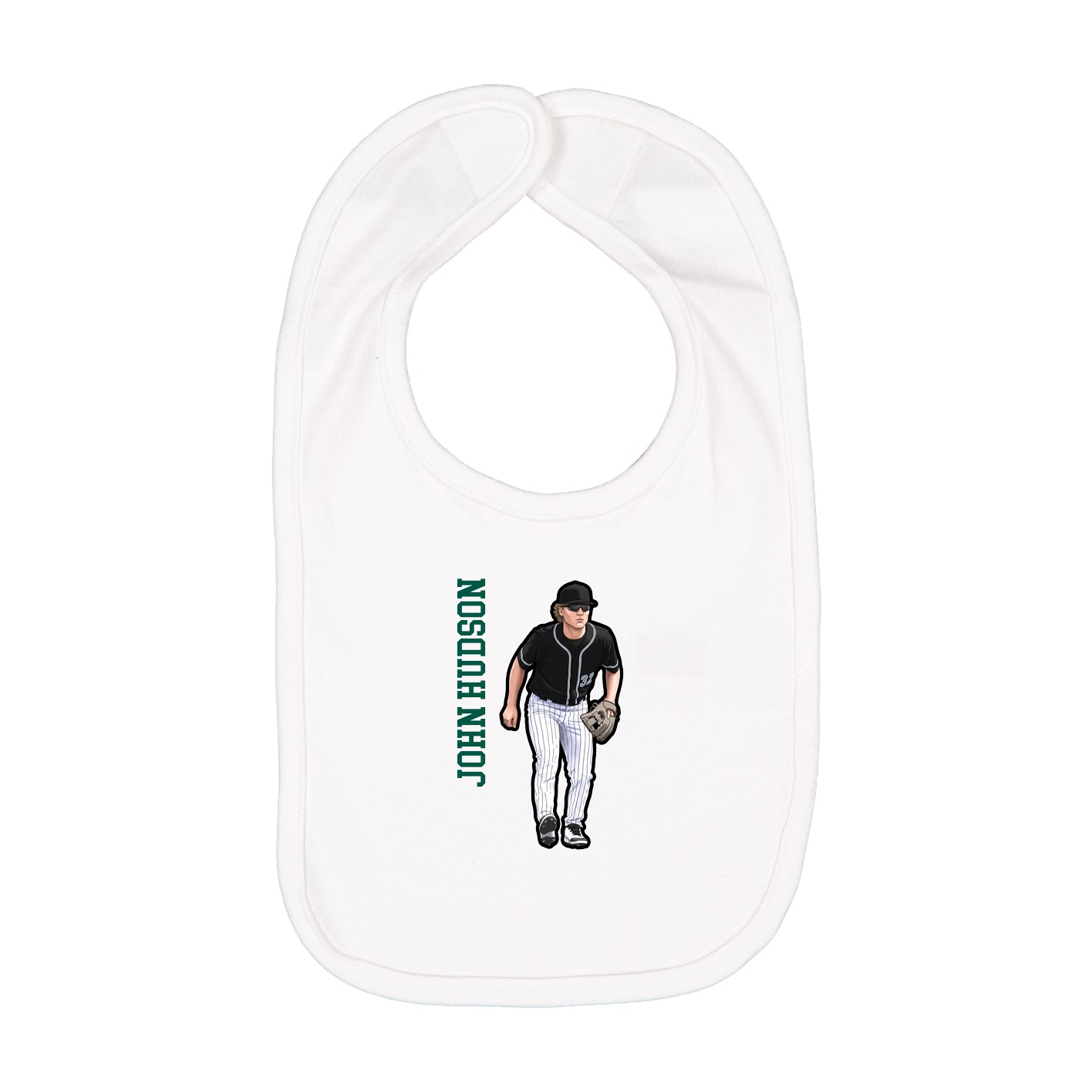Infant Bib — Name Vertical in White
