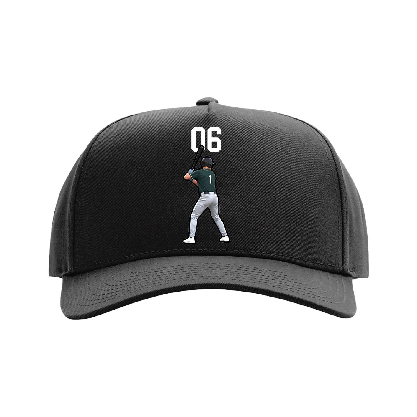 Full Fabric Five-Panel Champ Cap — Number Top in Black