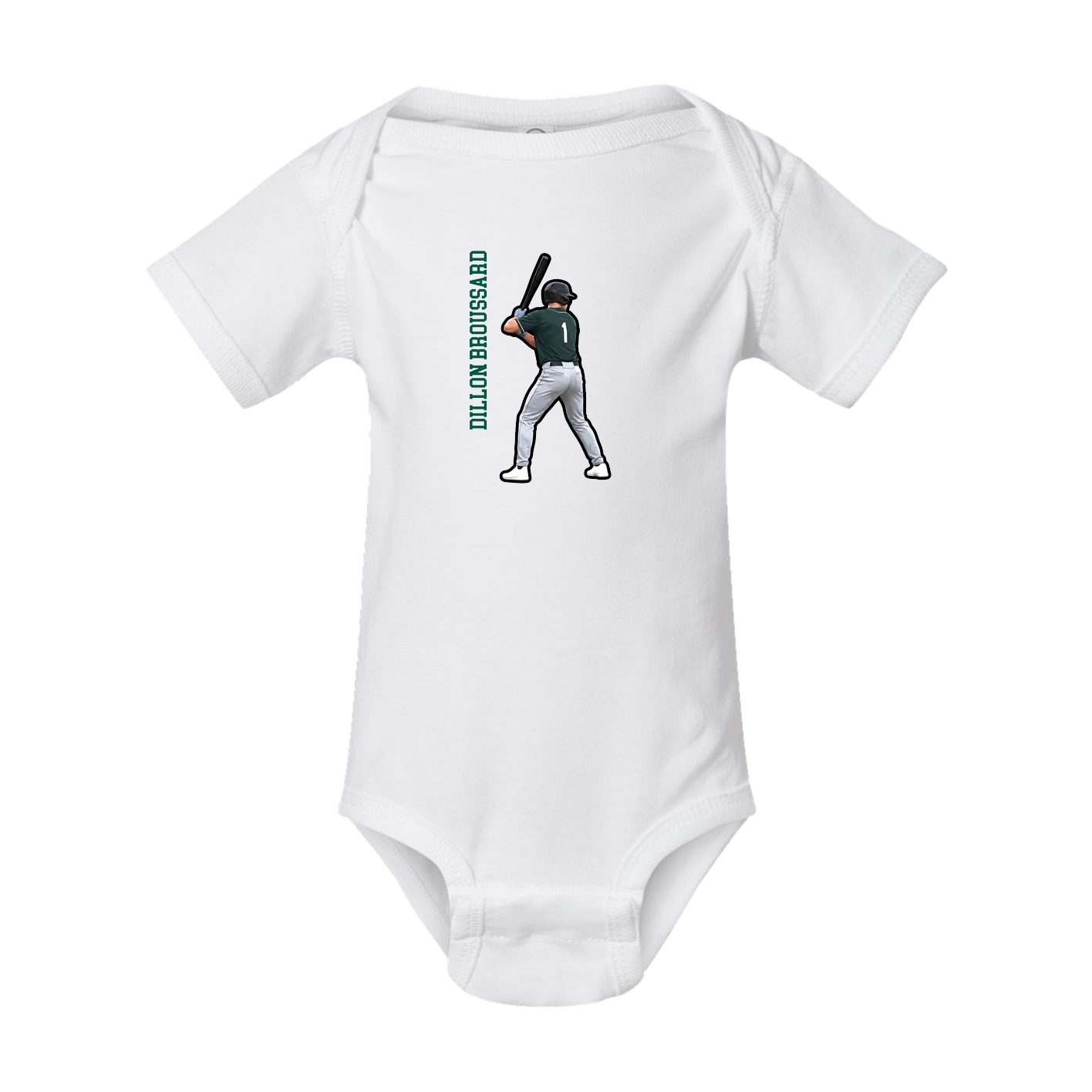 Baby Onesie — Name Vertical in White