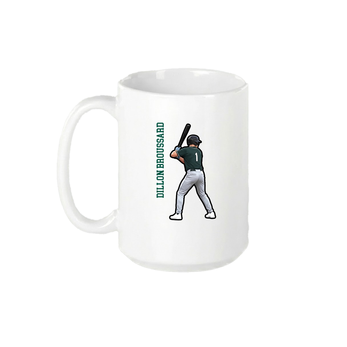 15oz Coffee Mug — Name Vertical in White