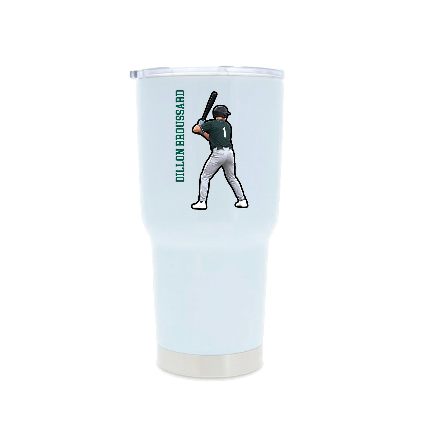 30oz Stainless Steel Tumbler — Name Vertical in White